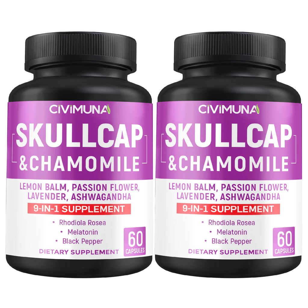 CIVIMUNA Skullcap Capsules with Chamomile & Lemon Balm - 120 Capsules