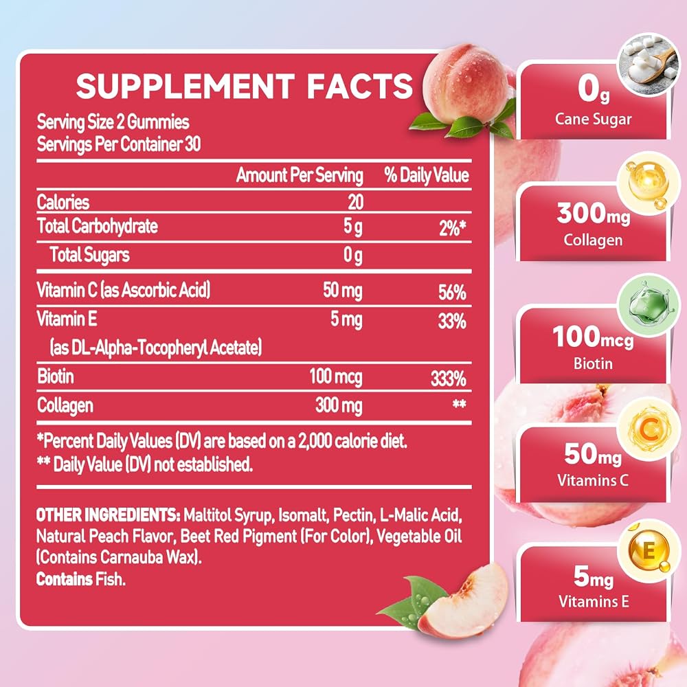 Novafun Collagen Gummies 300mg for Women, Hair, Skin & Nails - 60 Gummies - image 2