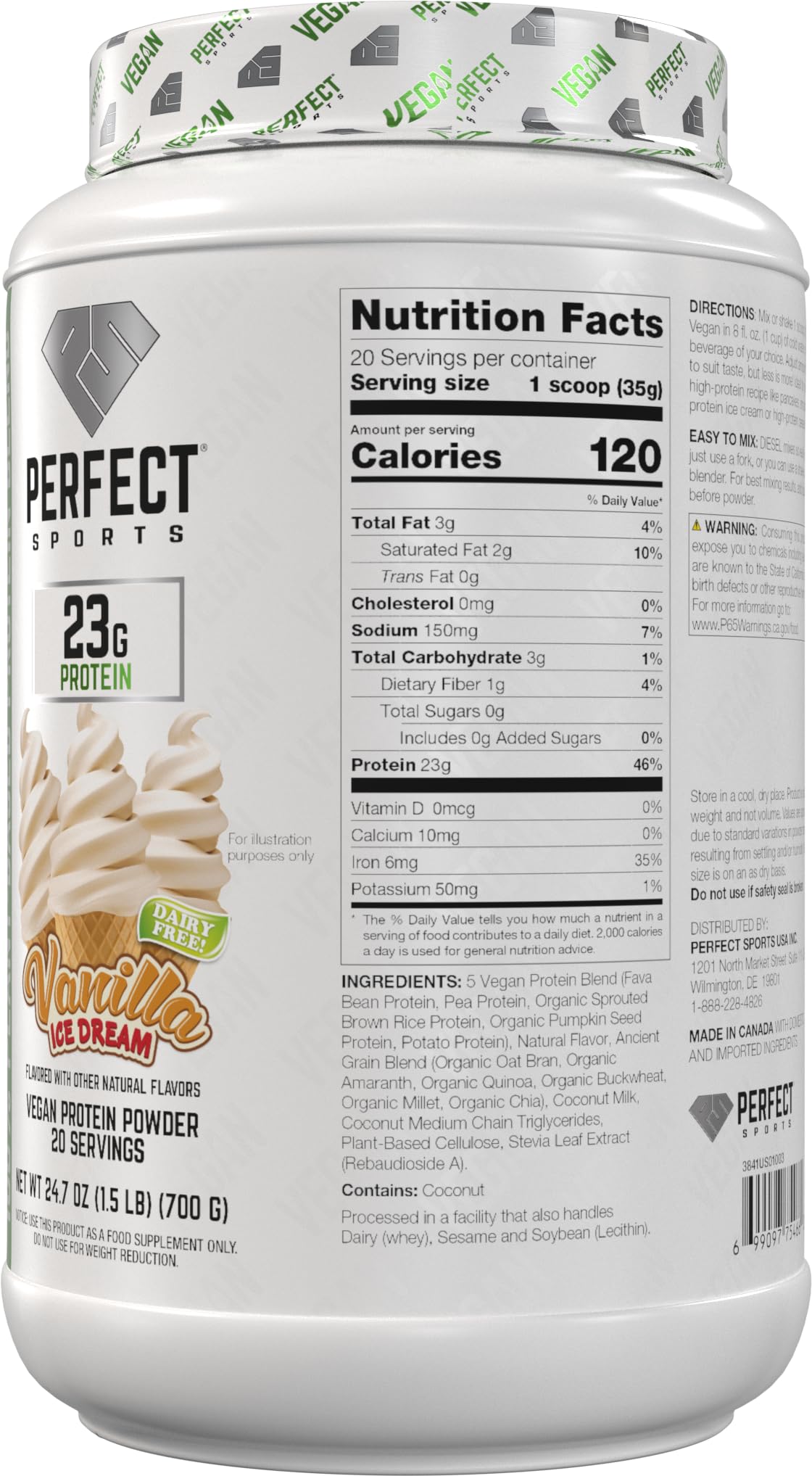 PERFECT SPORTS Vegan Diesel 100% Plant Based Protein