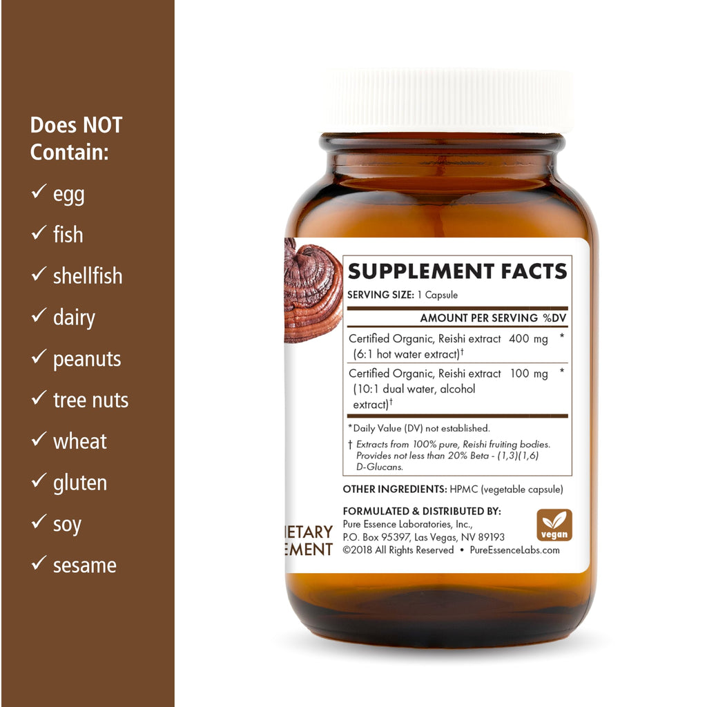 PURE ESSENCE LABS MyPure Reishi 4X Organic Mushrooms Supplement