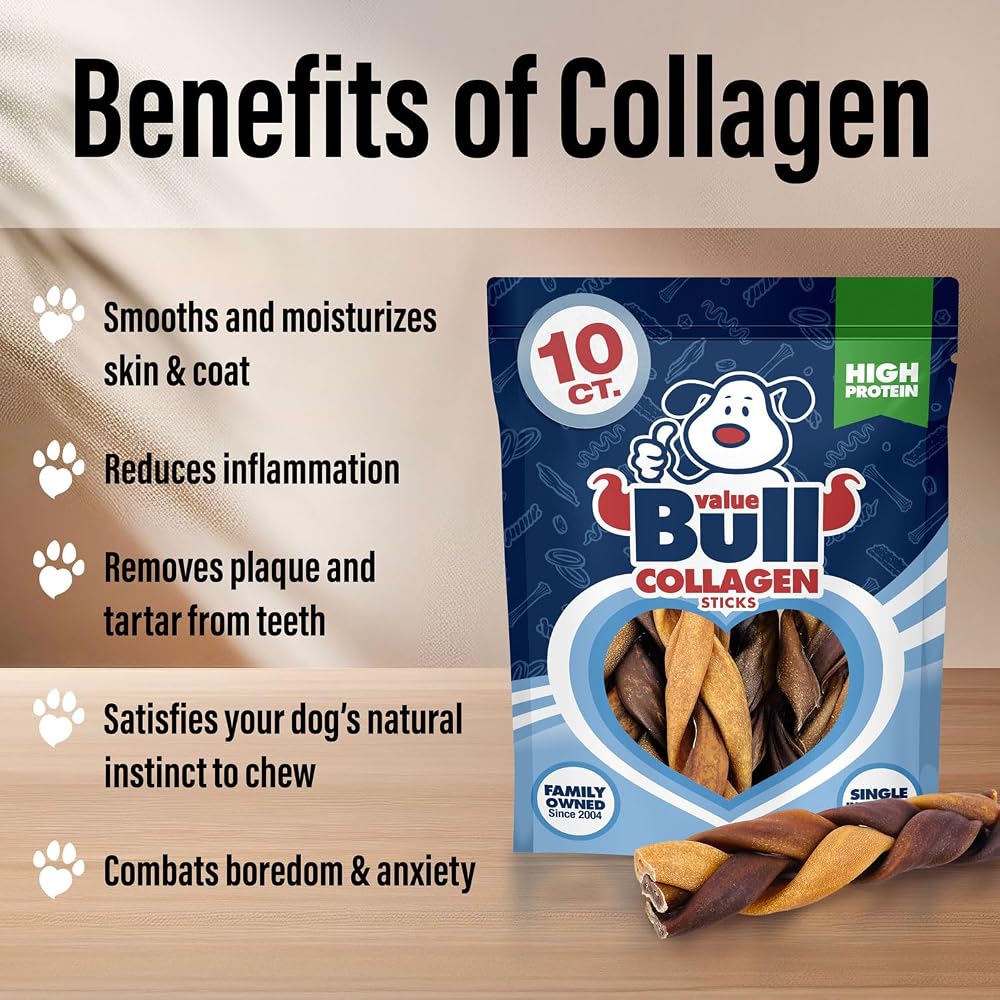 ValueBull Beef Collagen Braids for Dogs 6 Inch - 100 Count - image 3