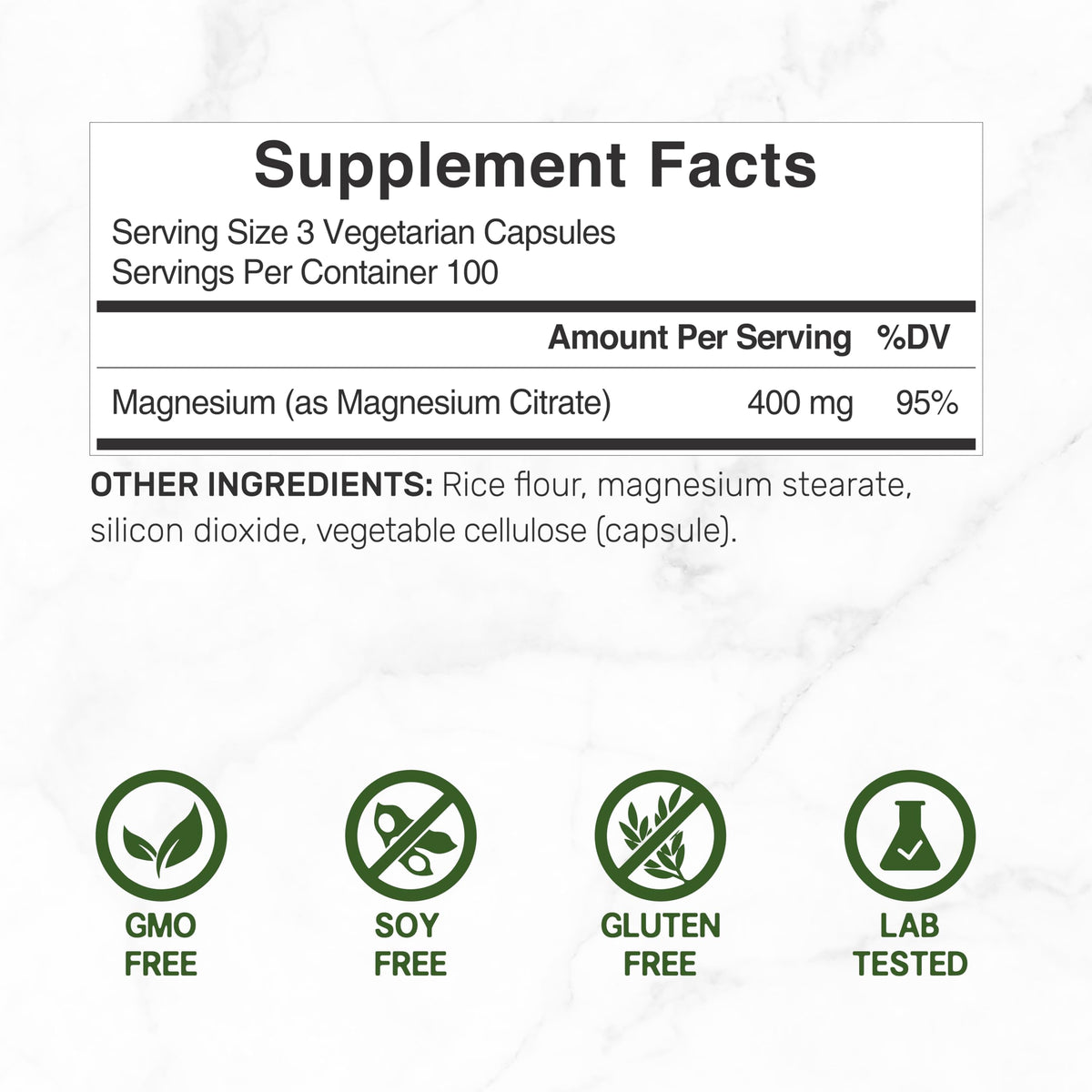 DEAL SUPPLEMENT Magnesium Citrate 400mg - 300 Vegetarian Capsules - image 4