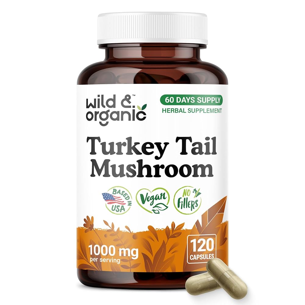 Wild & Organic Turkey Tail Mushroom Capsules 1000 mg - Immune Support