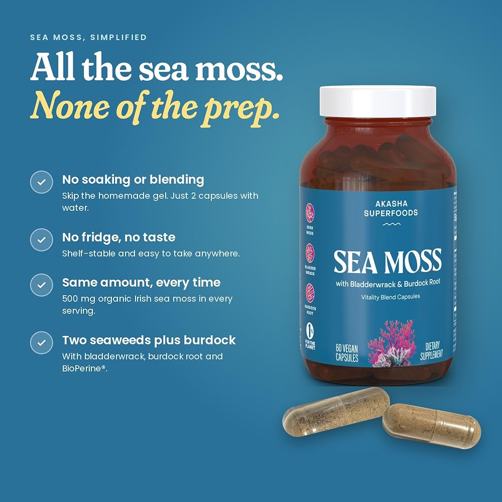 Akasha Superfoods Sea Moss Capsules with Bladderwrack & Burdock - 60ct - image 3
