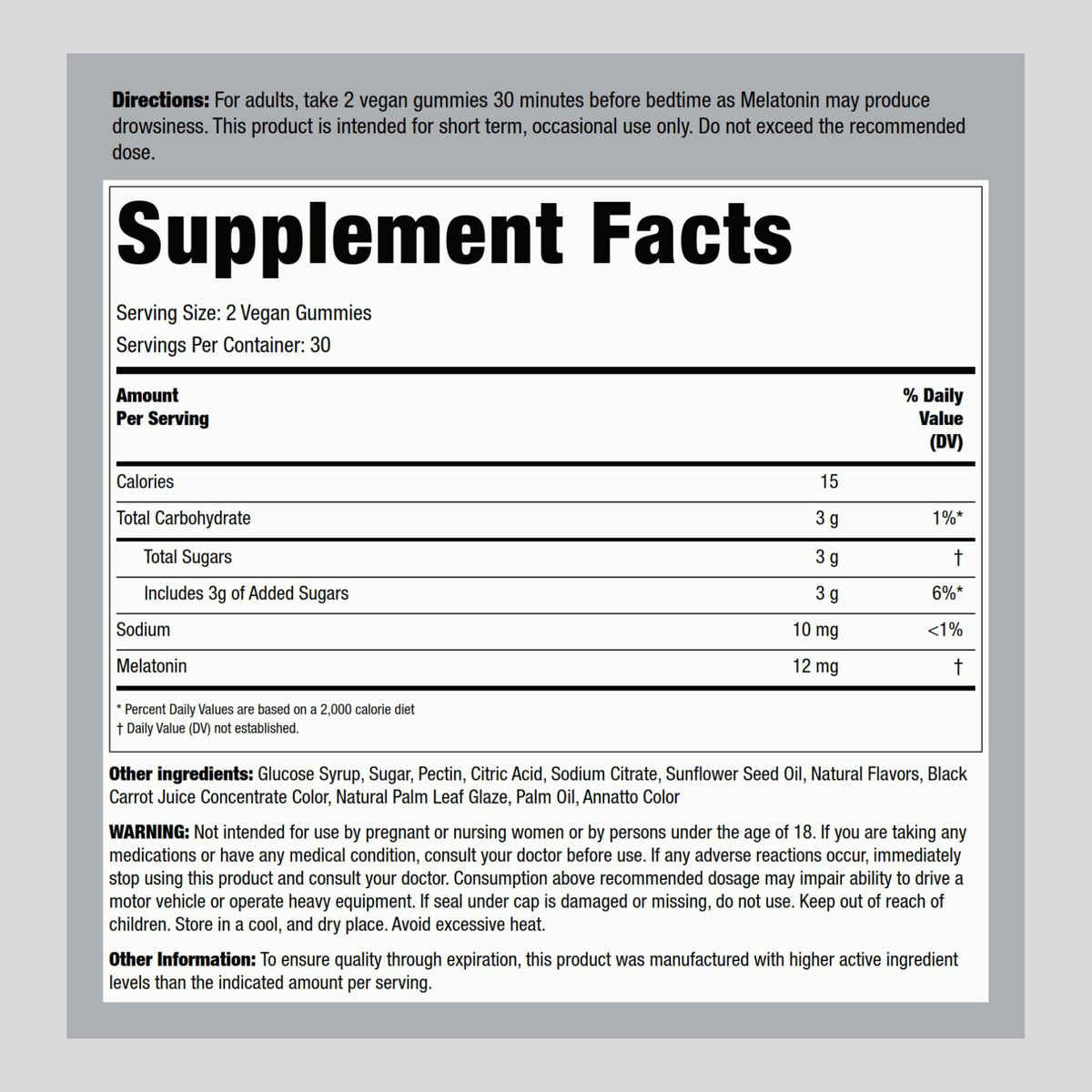 Piping Rock Melatonin Gummies 12mg - 60 Gummies - image 2