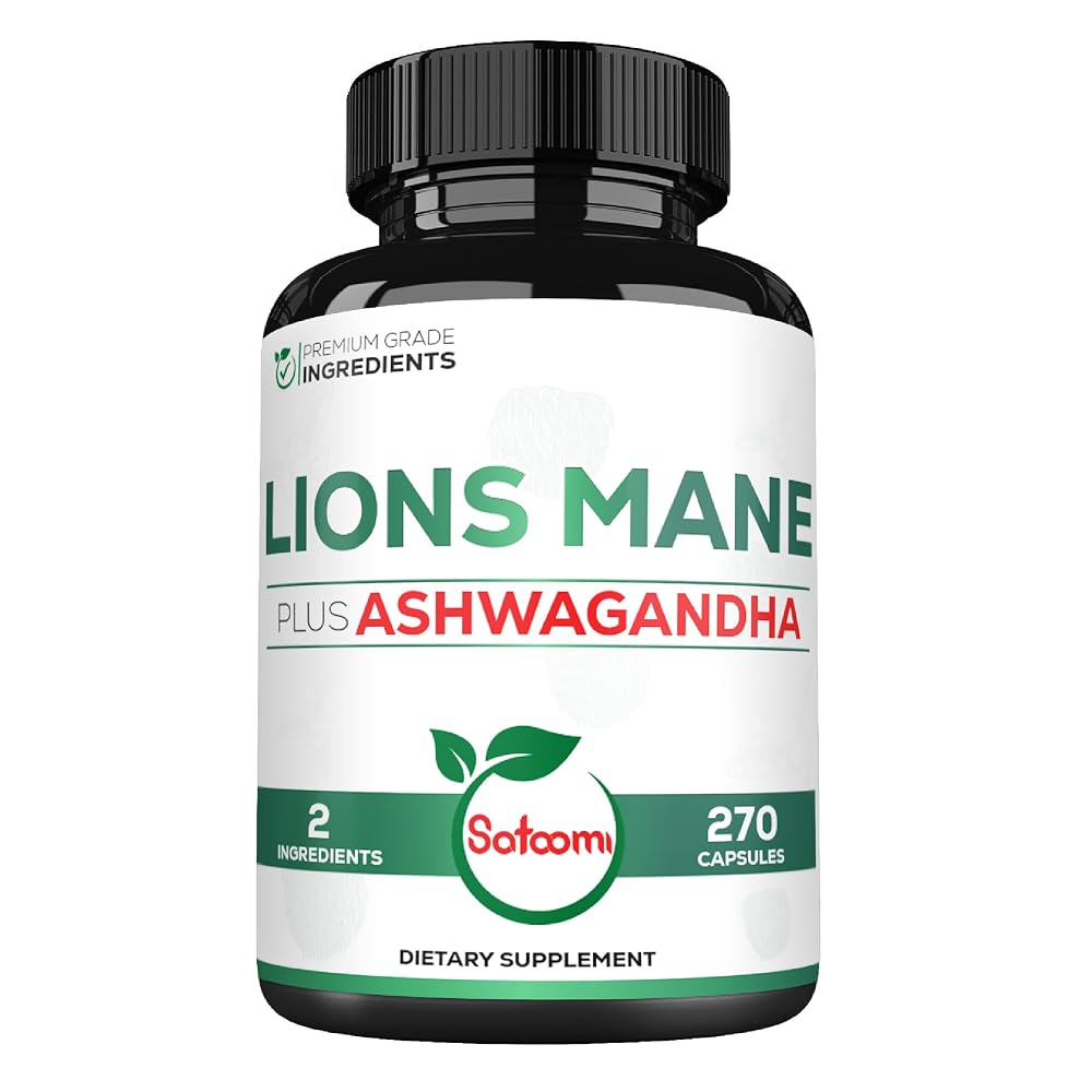 Satoomi Lions Mane Supplement with Ashwagandha and Ginkgo Biloba