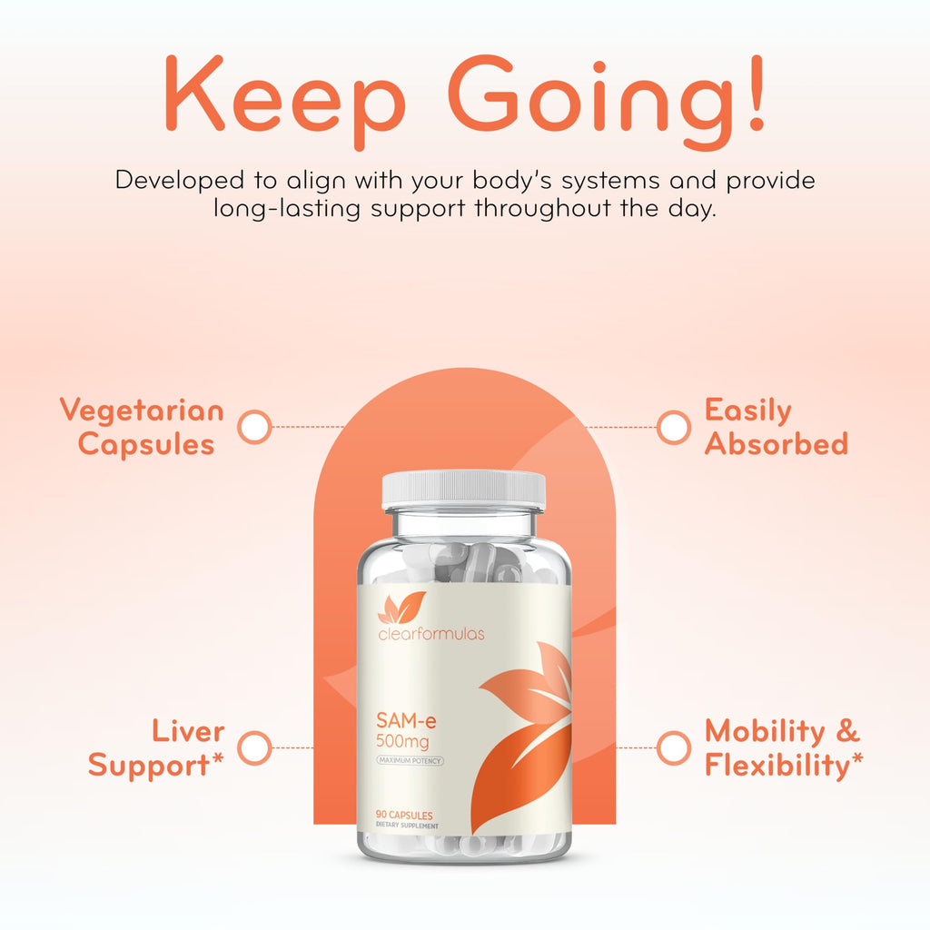 Clear Formulas SAMe 500mg Supplement - 90 Capsules - image 4
