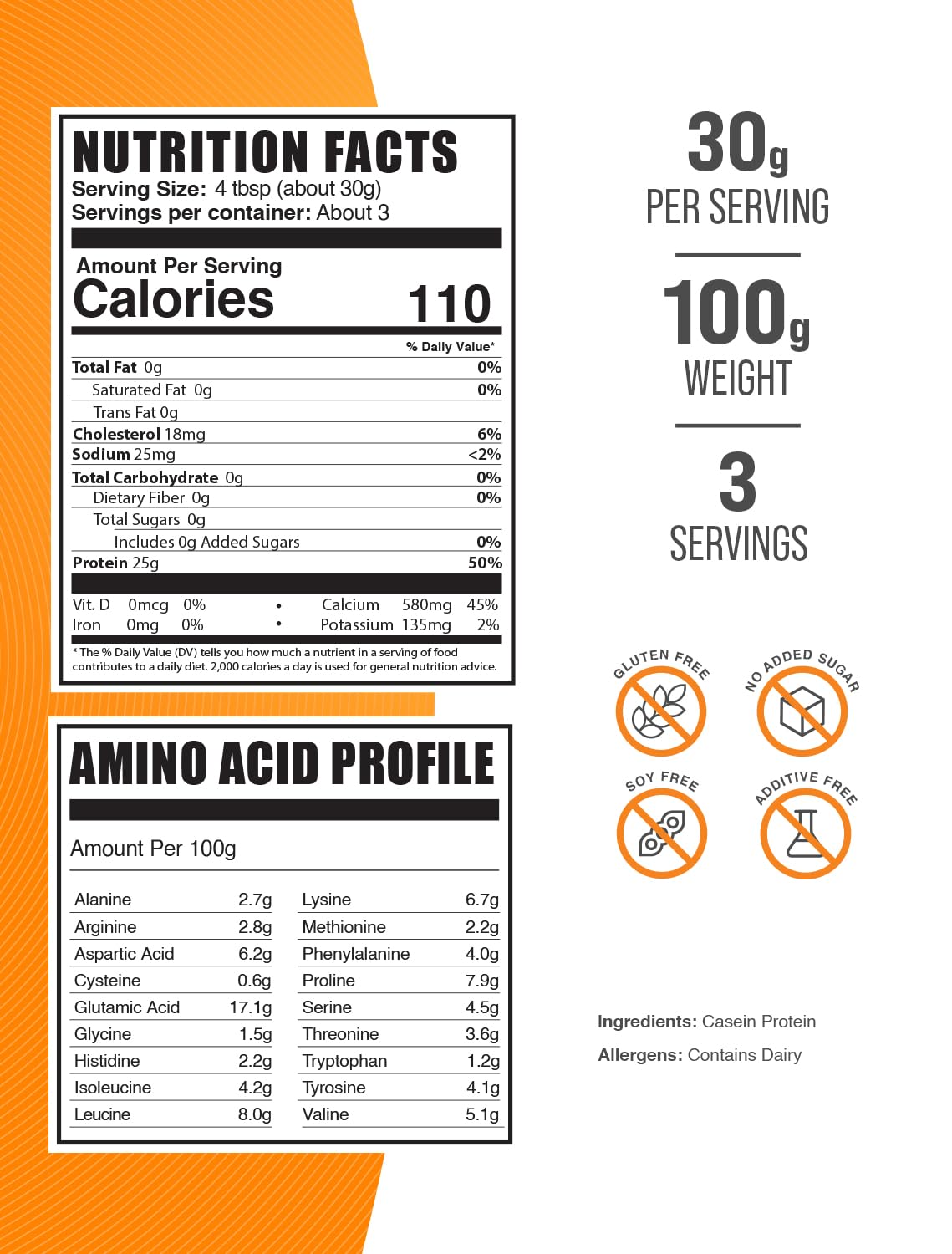 BulkSupplements Micellar Casein Protein Powder - 100g - image 2