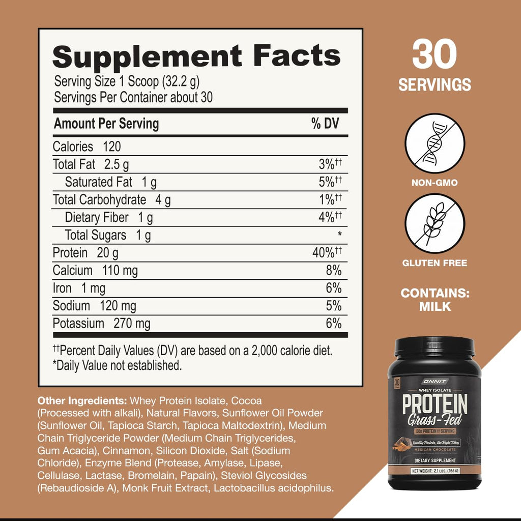 ONNIT Grass Fed Whey Isolate Protein Powder