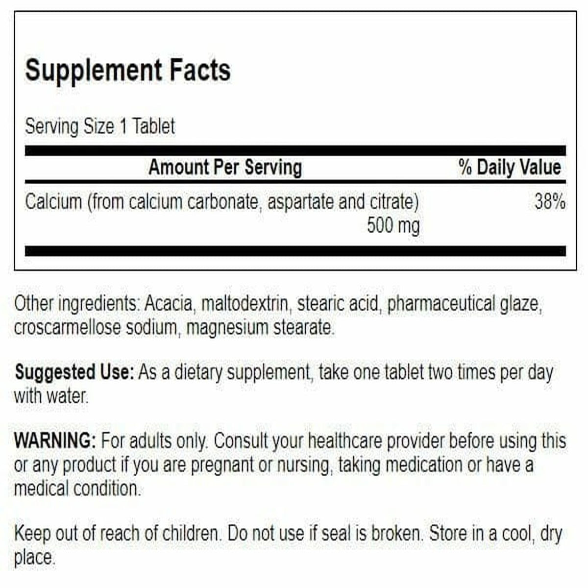 Swanson Calcium Carbonate Aspartate & Citrate 500 mg - 100 Tablets - image 2