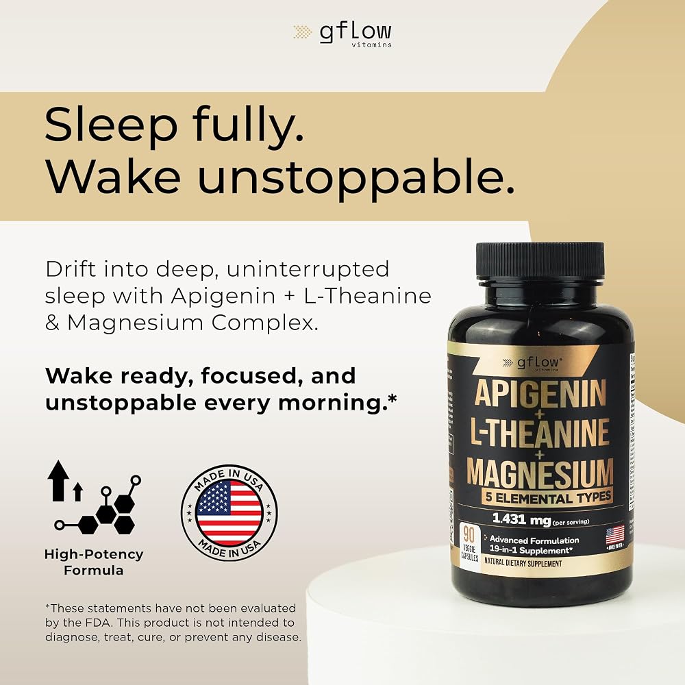 Gflow Vitamins Apigenin Sleep Support with Magnesium Glycinate - 90 Capsules - image 2