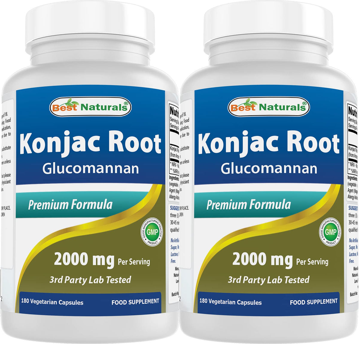Best Naturals Konjac Glucomannan Root 2000 mg - 360 Vegetarian Capsules
