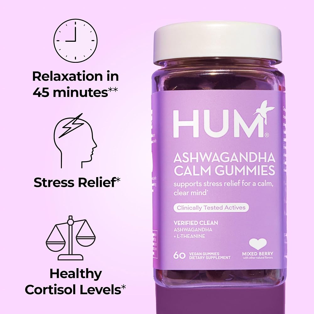 HUM Calm Ashwagandha Gummies with L-Theanine, Mixed Berry - 60 Gummies - image 2