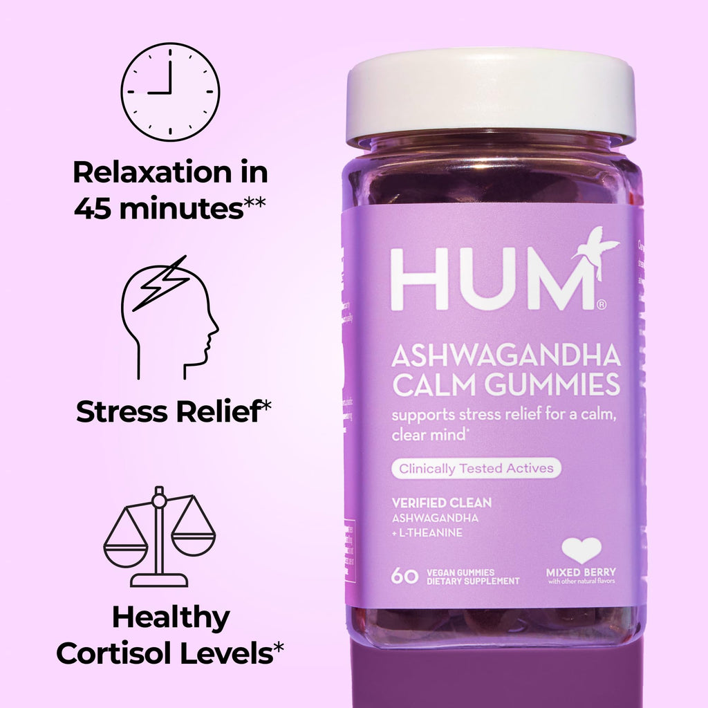 HUM Calm Ashwagandha Gummies with L-Theanine, Mixed Berry - 60 Gummies - image 2