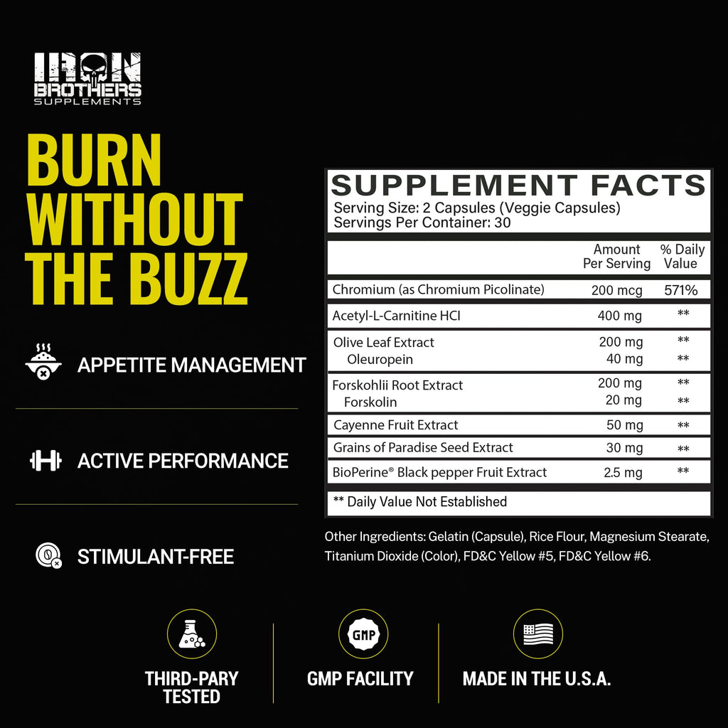 Iron Brothers Stimulant Free Fat Burner - 60 Capsules - image 6