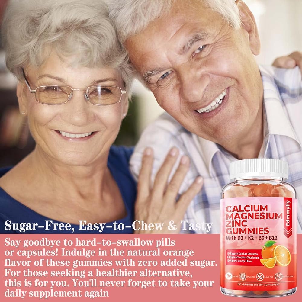 Edmmyliy Calcium Magnesium Zinc Gummies with Vitamin D3 & B12 - 120 Gummies - image 5