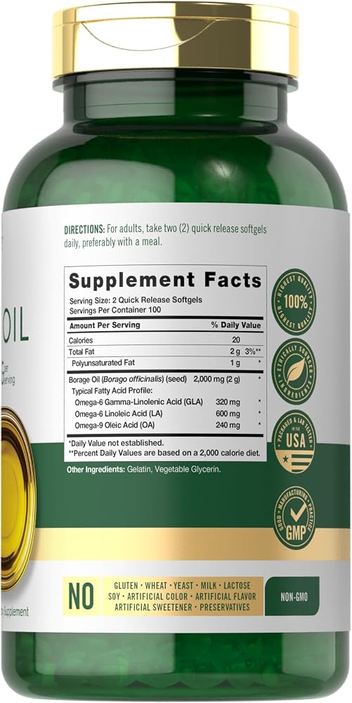 Carlyle Borage Oil Supplement 2000mg - 200 Softgels - image 2