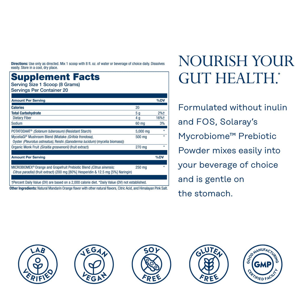SOLARAY Mycrobiome Prebiotic Powder