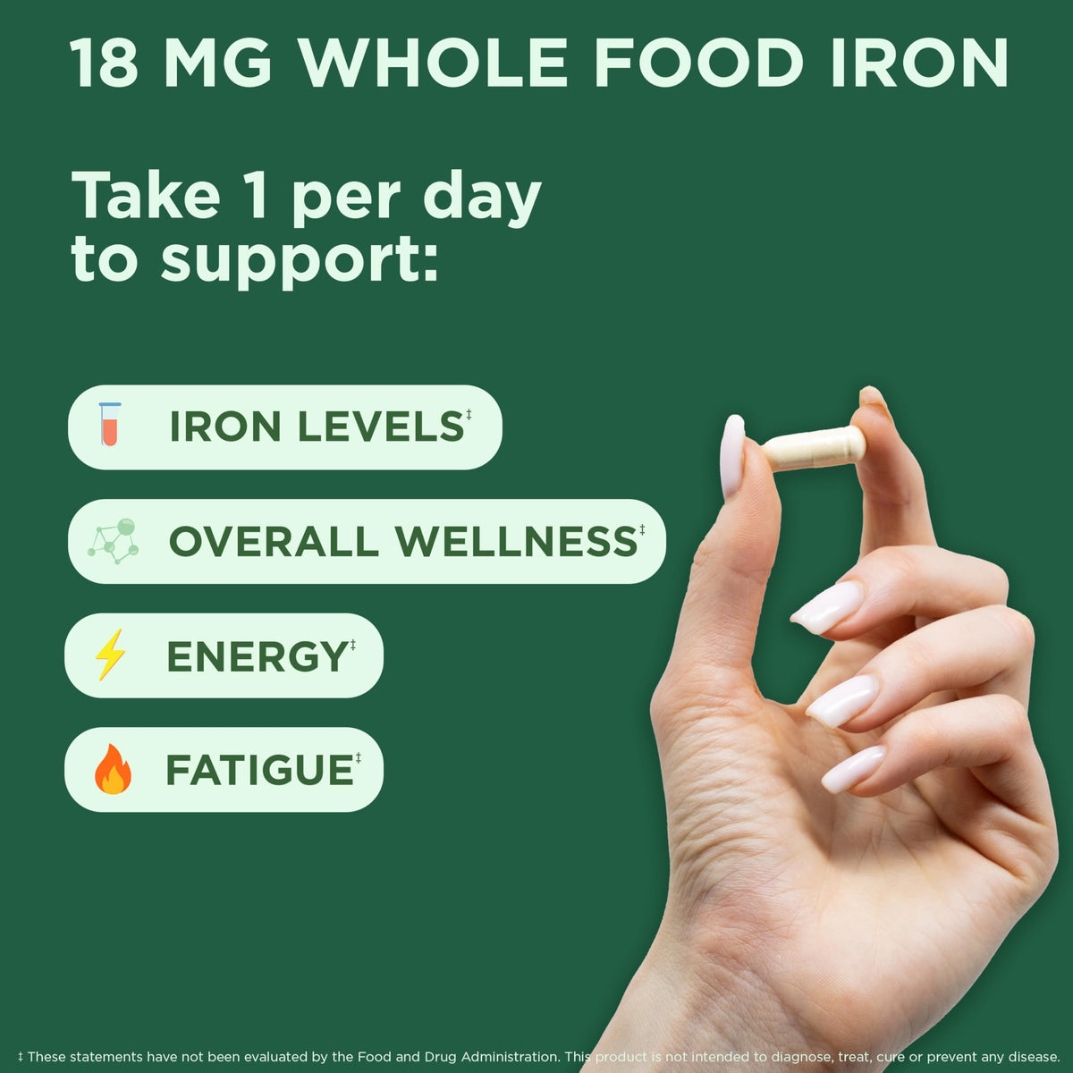 Yuve 100% Vegan Chelated Iron 18mg - 60 Capsules - image 2