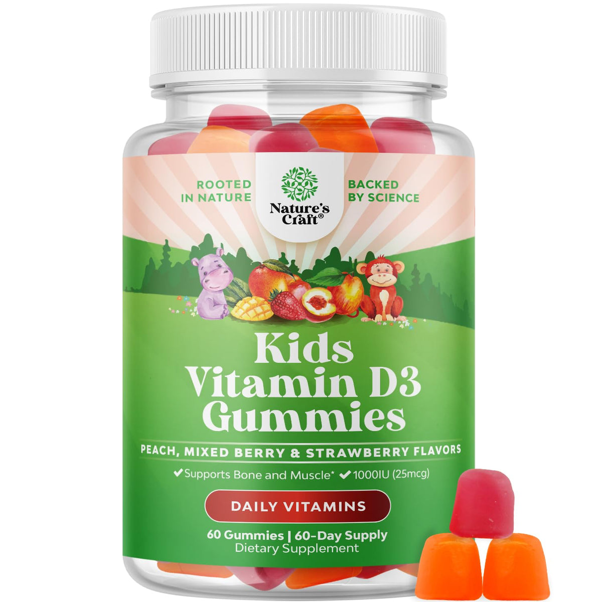 Natures Craft Vitamin D3 1000 IU Gummies for Kids - 60 Count
