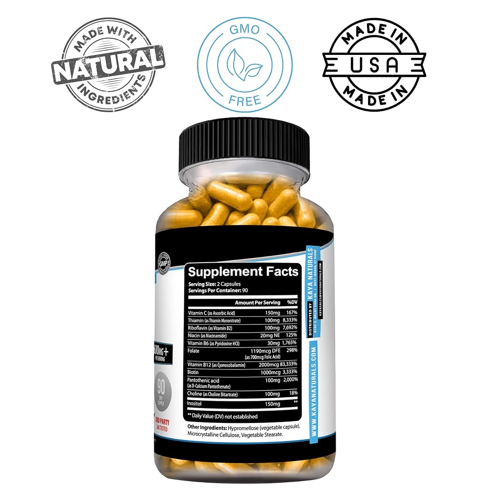 Kaya Naturals B-12 Complex Multivitamin for Energy - 180 Capsules - image 3