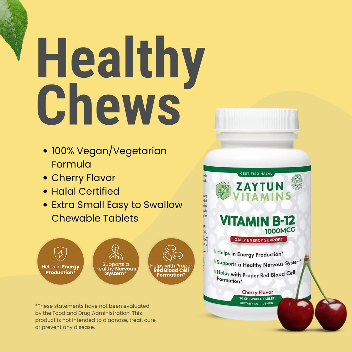 Zaytun Halal Vitamin B12 1000mcg Energy Support - 120 Tablets - image 4