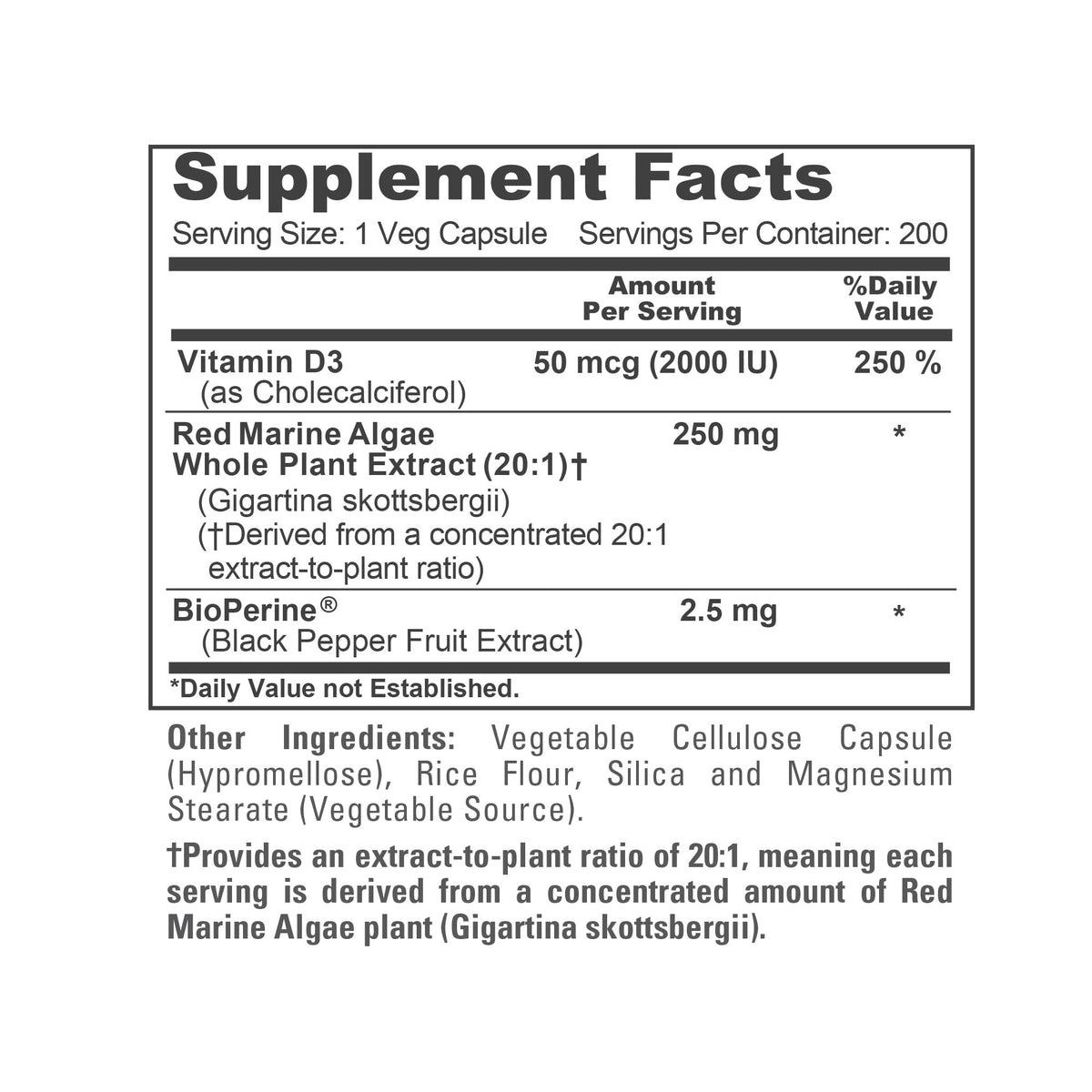 NusaPure Red Marine Algae 250 mg - 200 Vegetarian Capsules - image 4