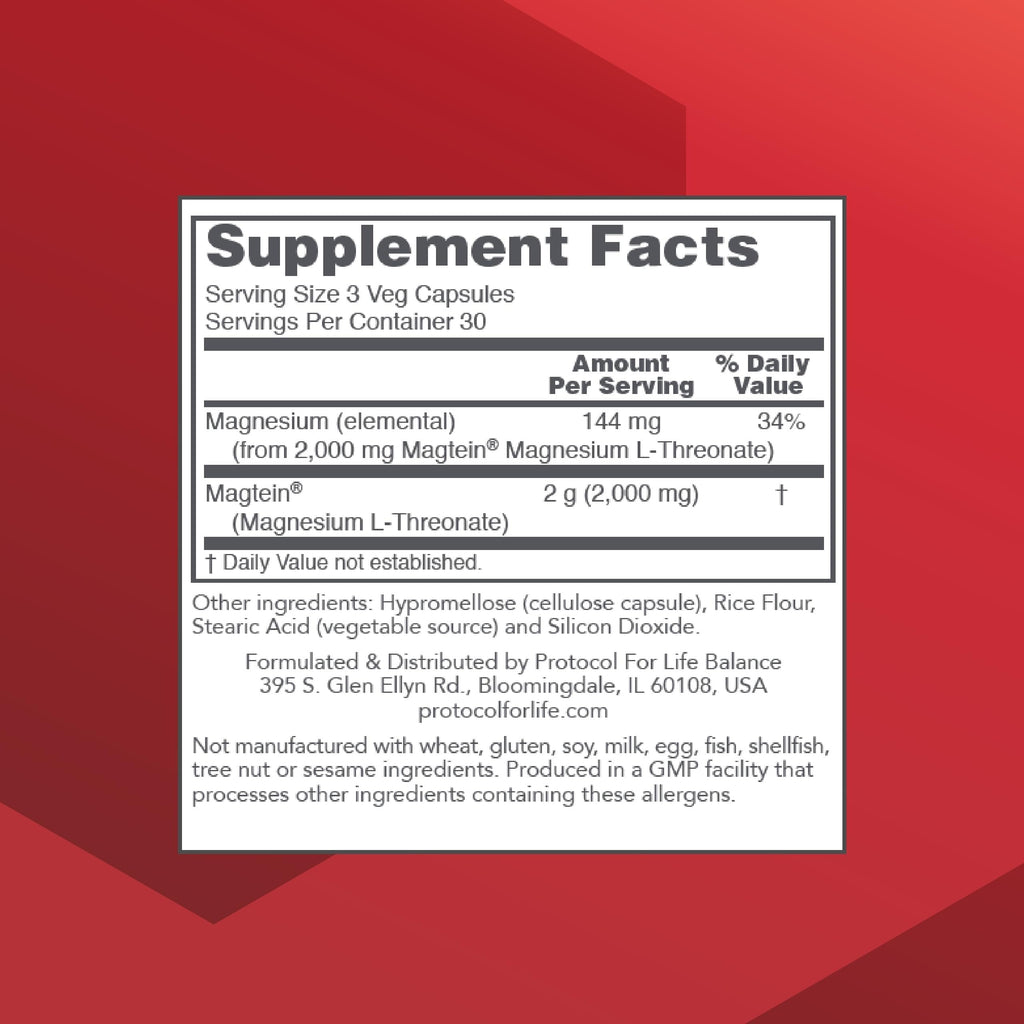 Protocol for Life Balance Magtein 2,000mg Brain Focus - 90 Vegetarian Capsules - image 2