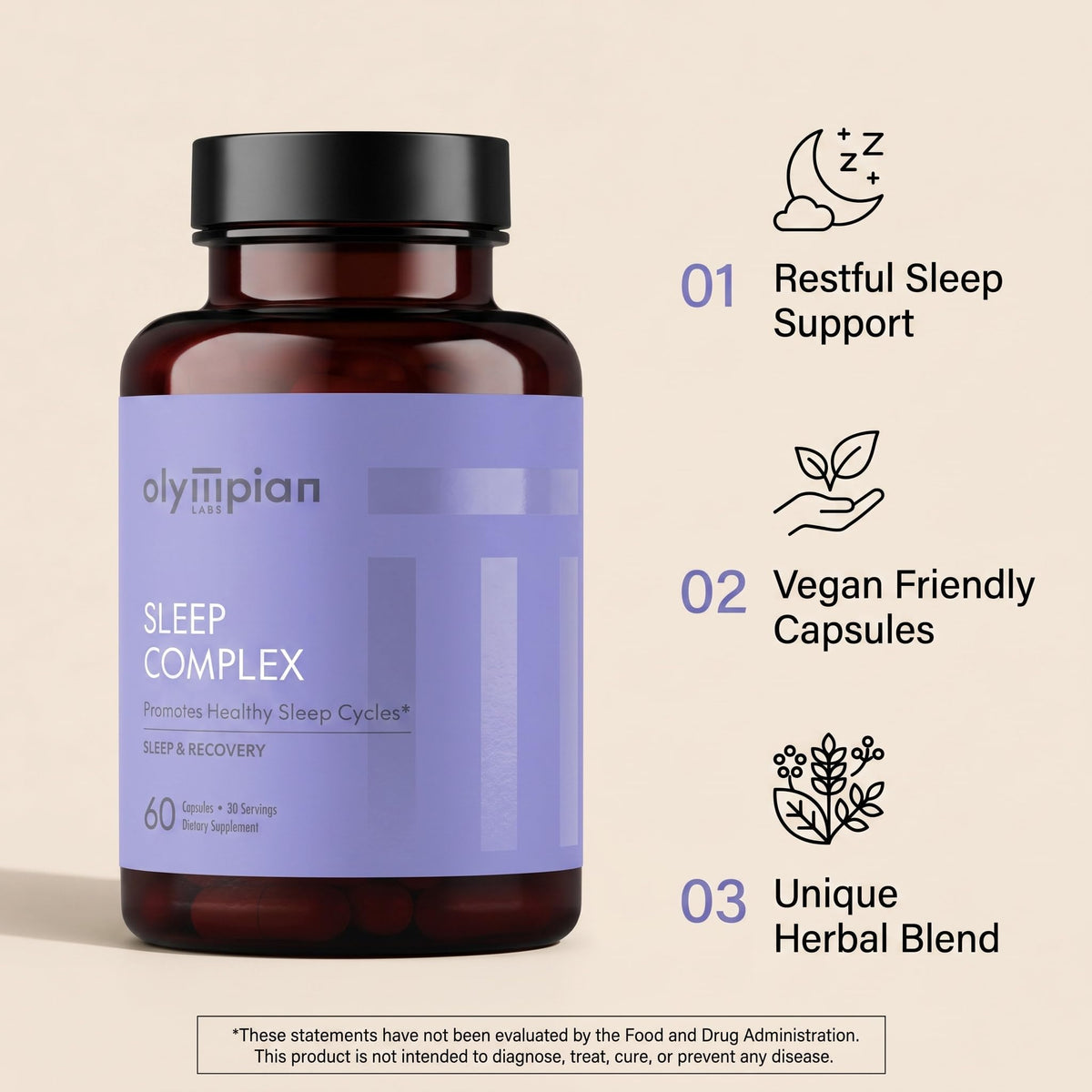 Olympian Labs Rest Easy Melatonin and Herbal Blend for Sleep - 60 Capsules - image 4
