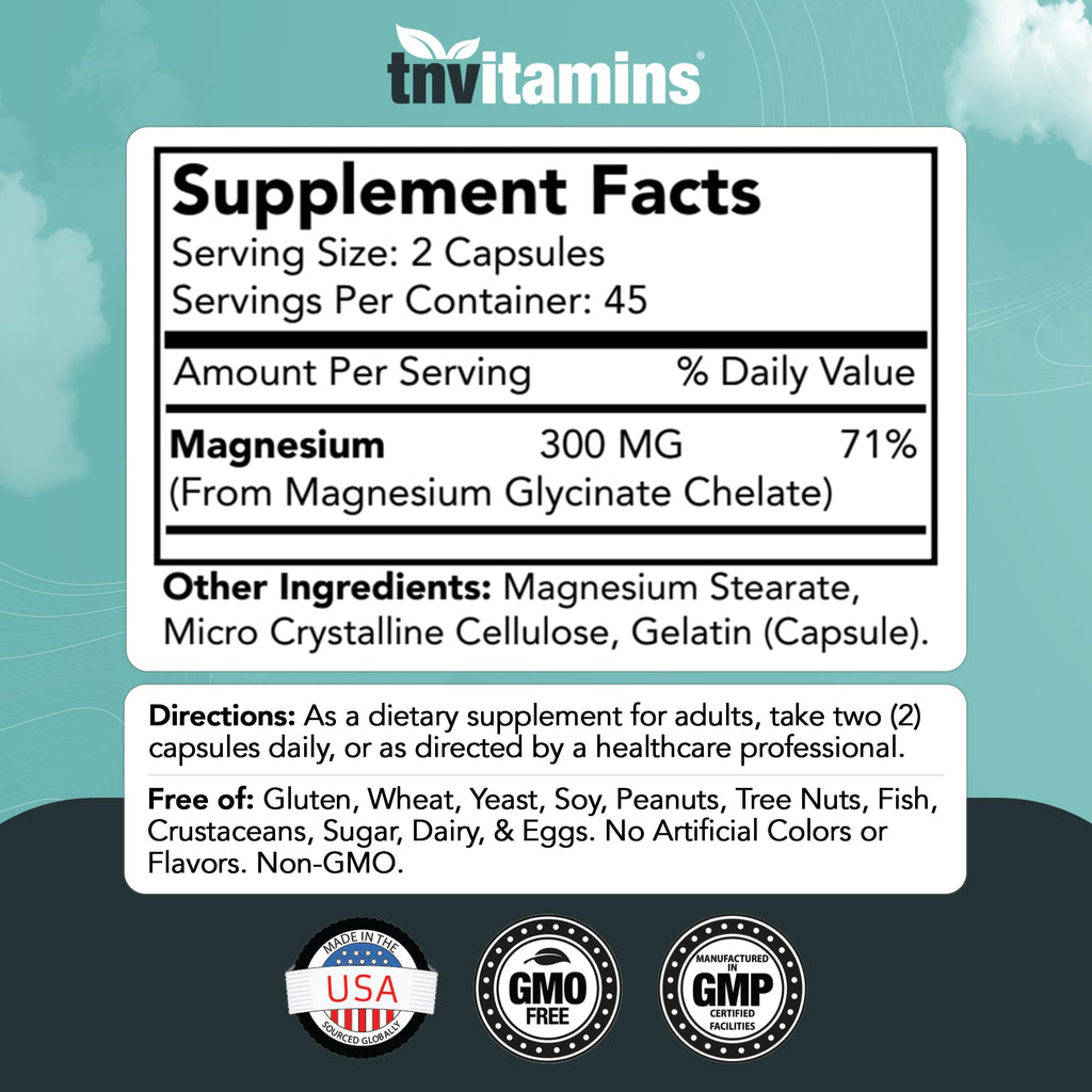 tnvitamins Magnesium Glycinate 300mg - 90 Capsules - image 2
