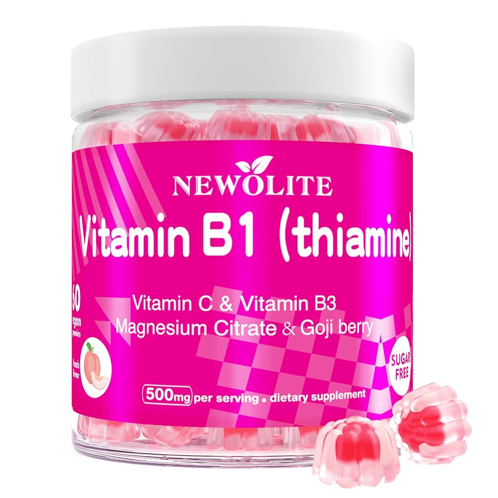NEWOLITE Vitamin B1 Thiamine 500mg Gummies - 60 Count