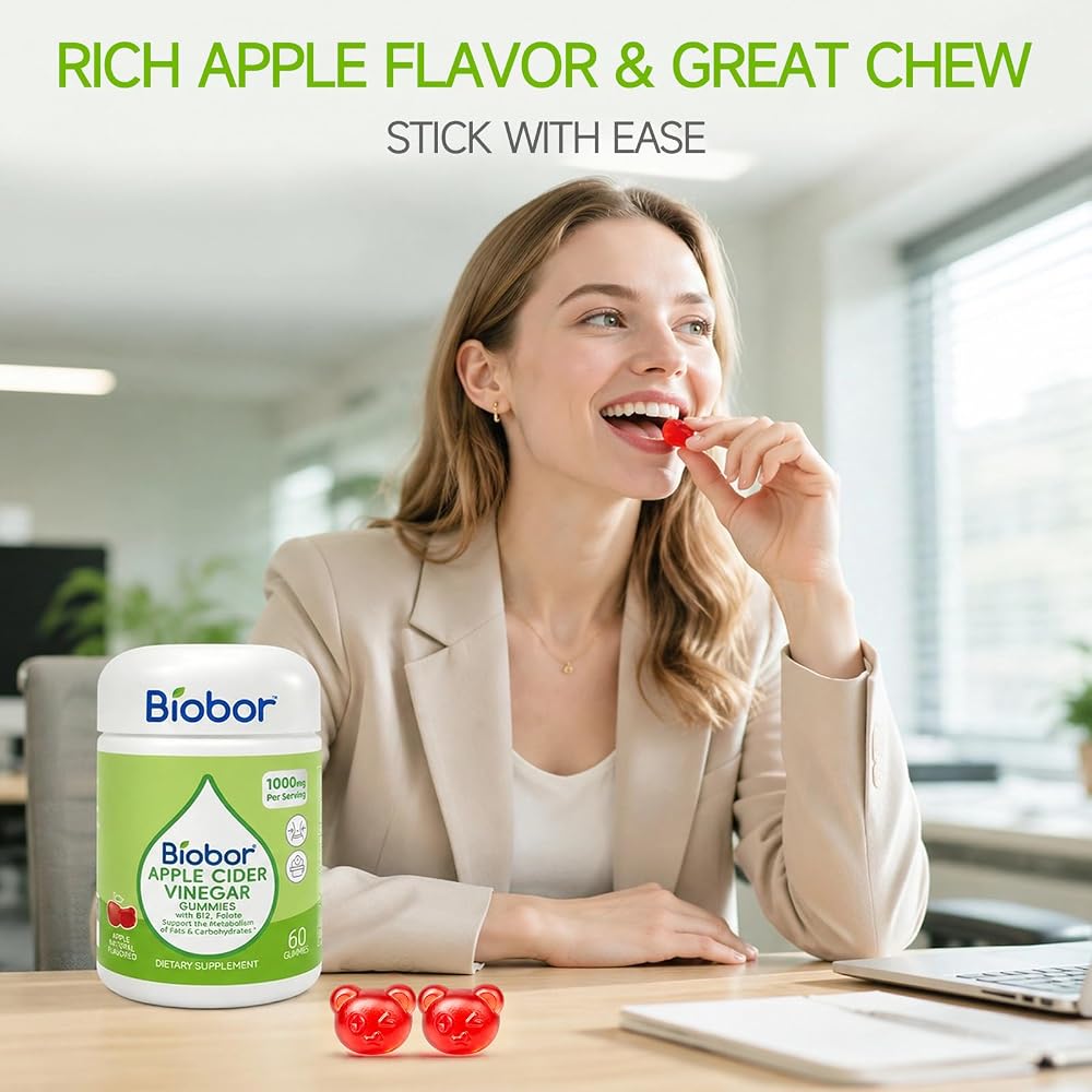 Biobor Apple Cider Vinegar Gummies 1000 mg with B12 - 60 Count - image 3