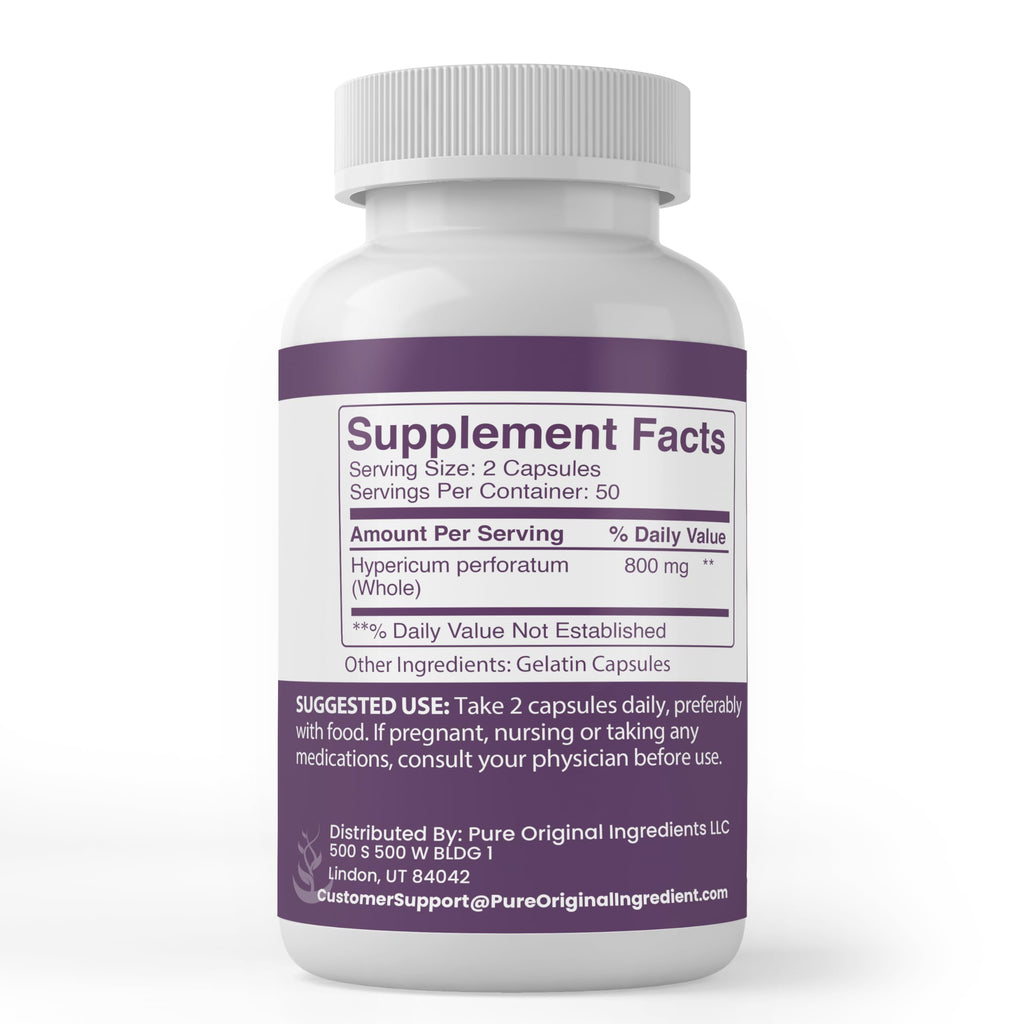 PURE ORIGINAL INGREDIENTS St. John's Wort - 100 Capsules - image 2