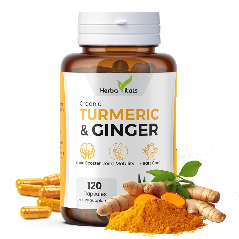 HerbaVitals Turmeric and Ginger Capsules - 120 Capsules