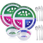 Singhoow Portion Control Plates & Bowls with Cutlery - 8.5 Inch