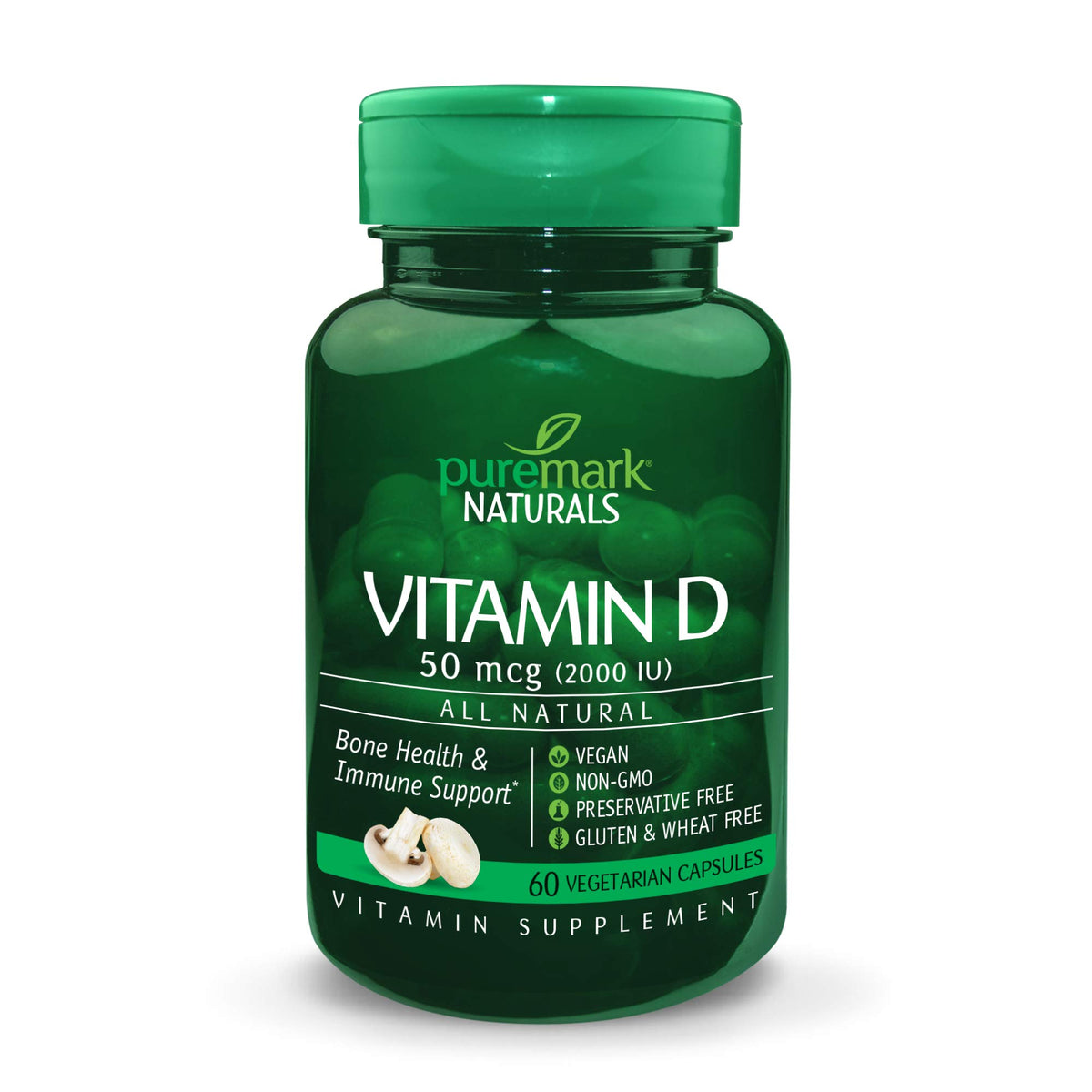 Puremark Vitamin D 2000 IU Vegetarian Capsules - 60 Count