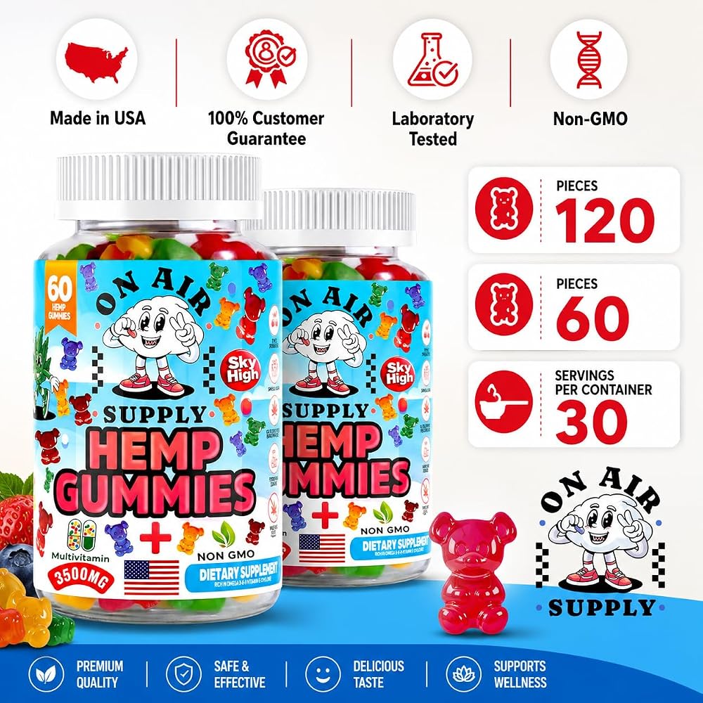 On Air Supply Hemp Gummies 3,500mg - 120 Count - image 2
