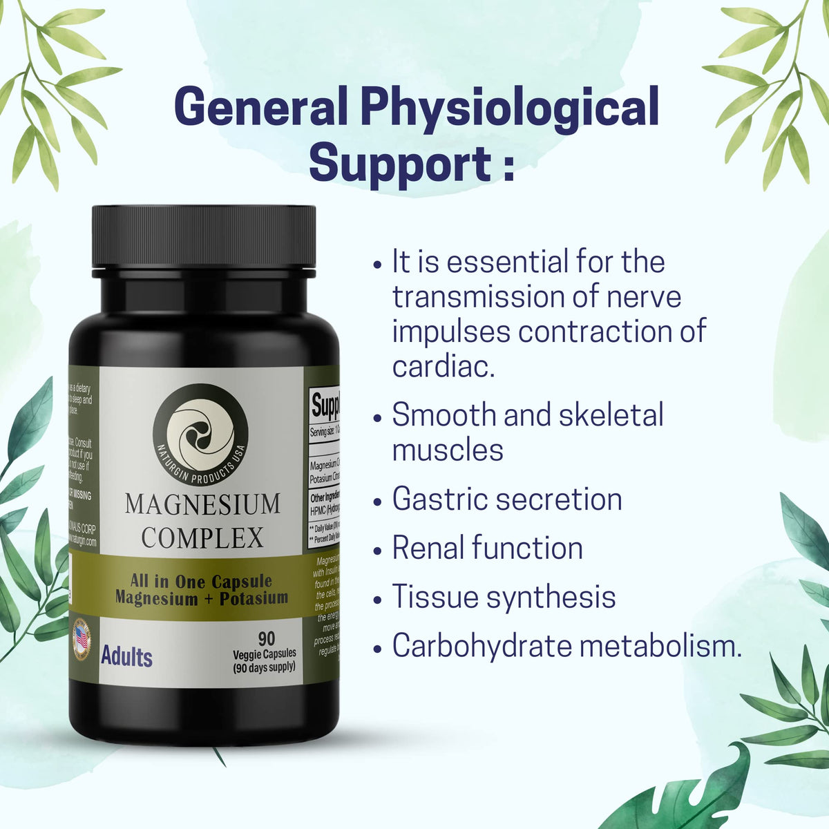 NATURGIN Magnesium Complex Citrate + Potassium - 90 Capsules - image 7