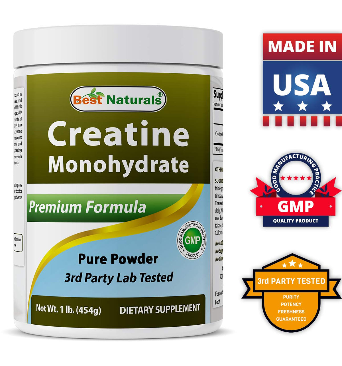 Best Naturals Creatine Monohydrate Pure Powder - 1 Lb - image 8