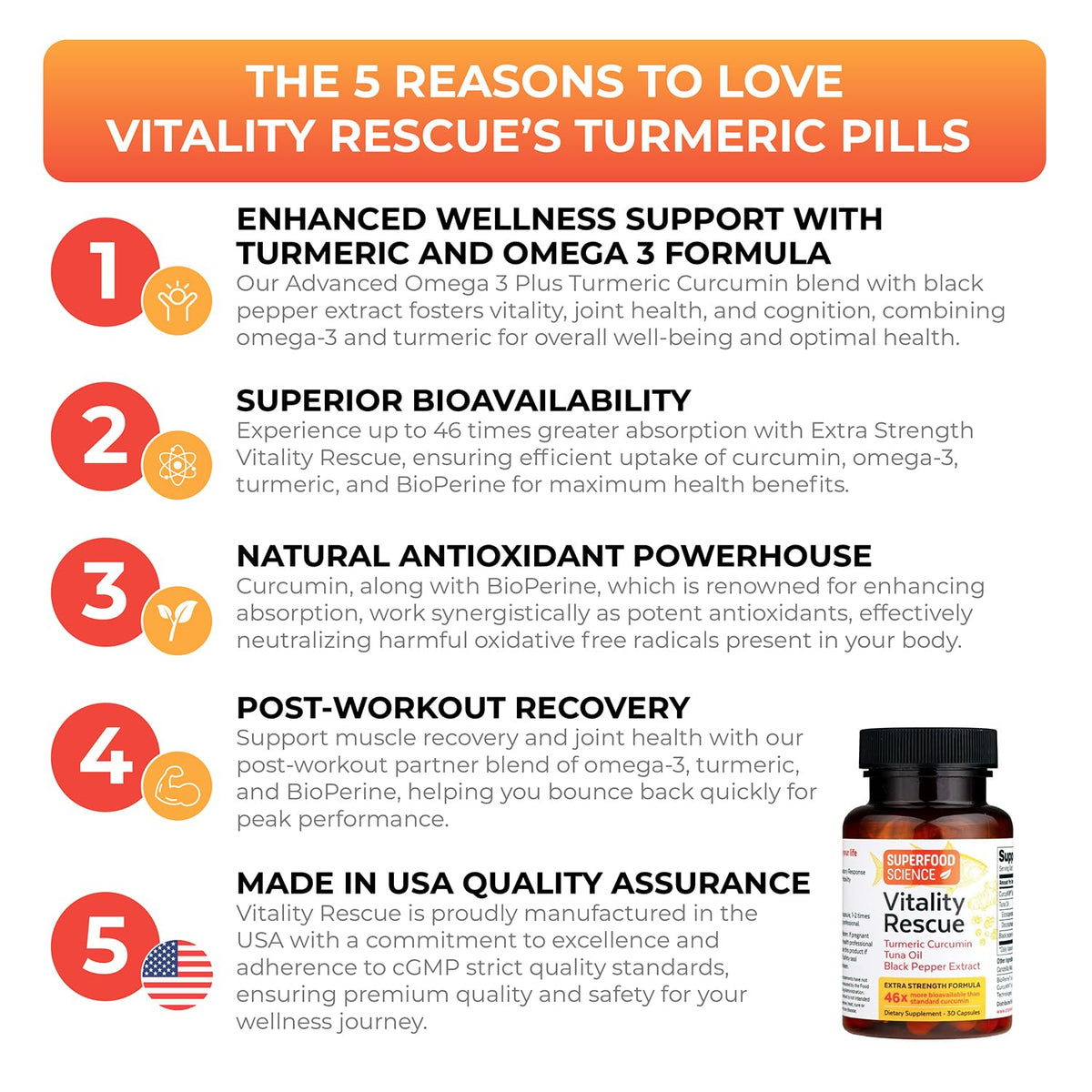 Superfood Science Vitality Rescue Omega-3 with Turmeric Curcumin - 30 Capsules - image 2