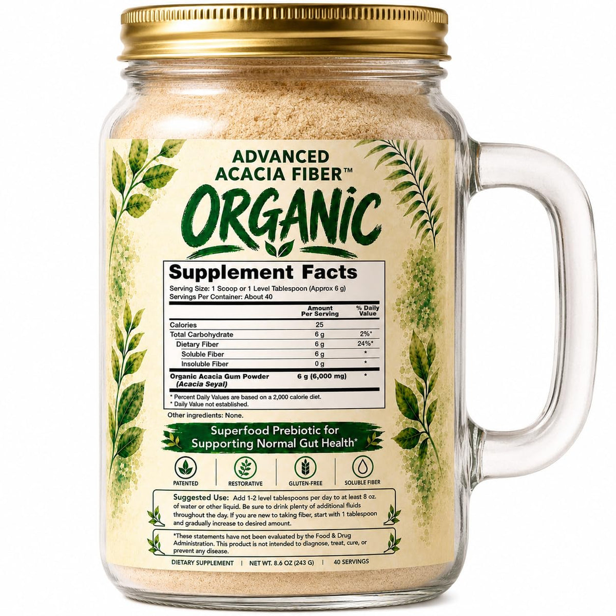 Kidney Restore Advanced Acacia Fiber Powder Soluble Fiber Leaky Gut