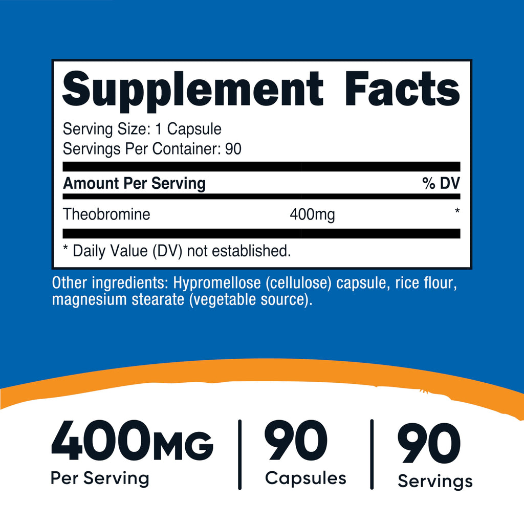 Nutricost Theobromine 400mg - 90 Vegetarian Capsules - image 2