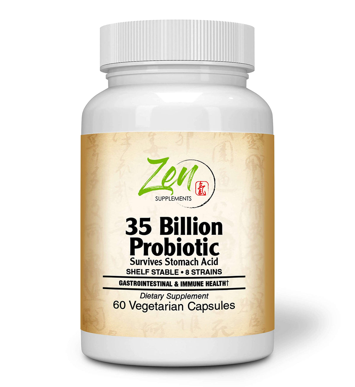 Zen Supplements 35 Billion CFU Probiotic 8 Strains - 60 Vegetarian Capsules