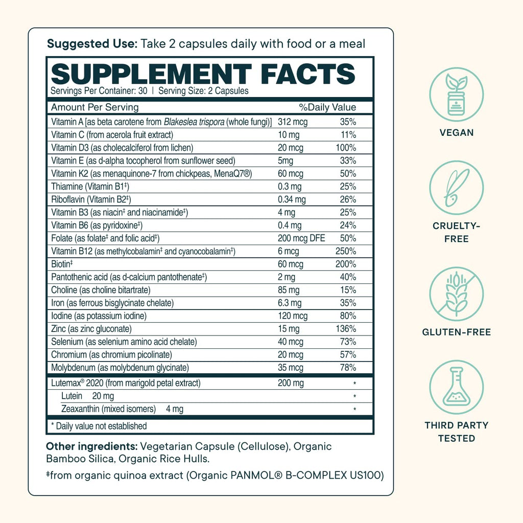 Ora Organic Plant Based Multivitamin for Women and Men - 60 Capsules - image 3