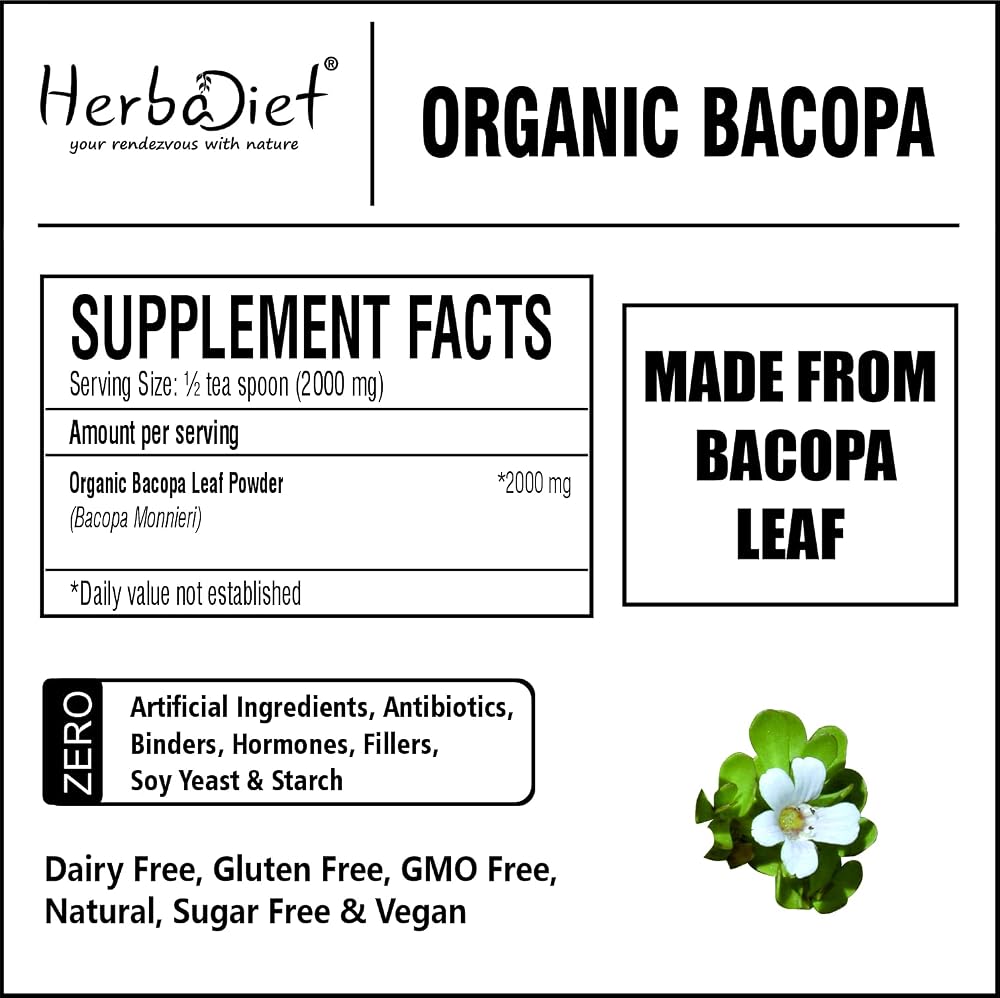 Herbadiet Organic Bacopa Monnieri Powder - 227g - image 6