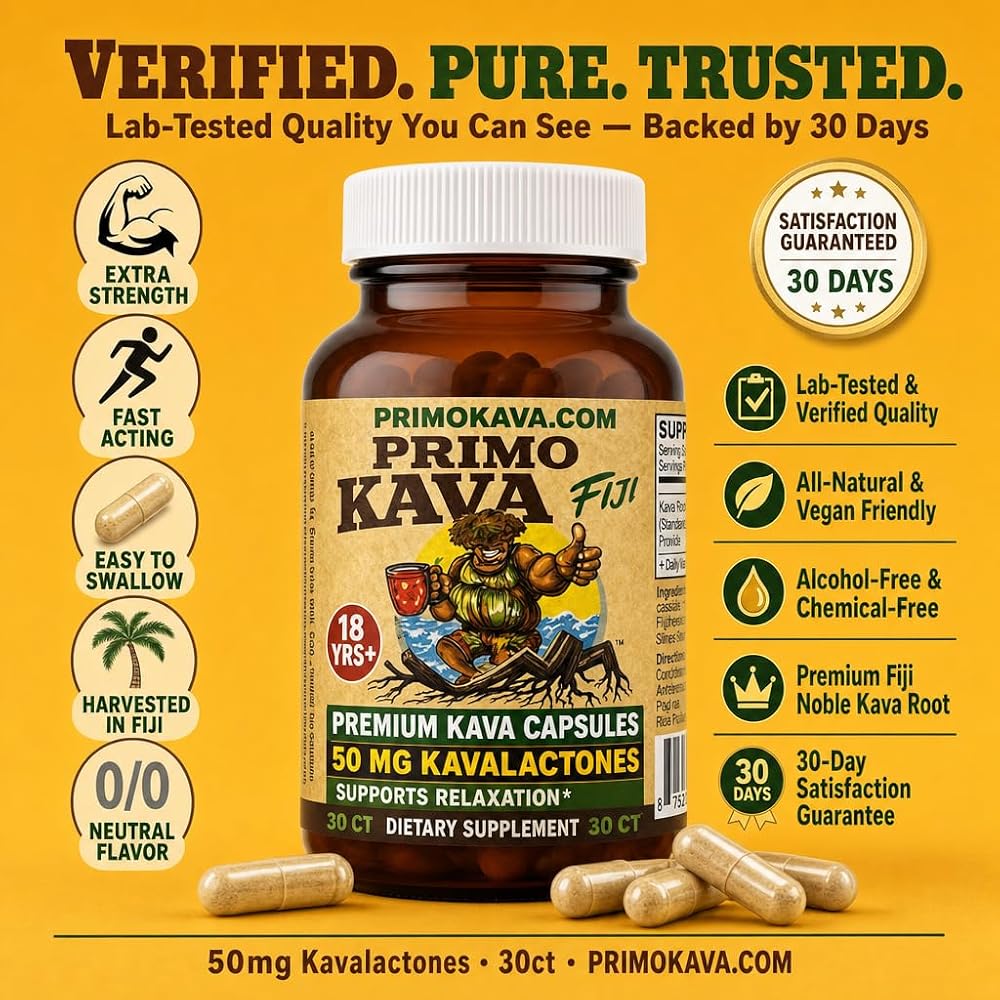 PRIMO KAVA Kava Capsules 50mg Calm and Relaxation - 30 Count - image 8
