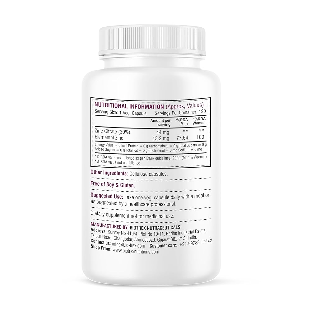 Biotrex Nutraceuticals Zinc Citrate Supplement - 120 Vegetarian Capsules - image 2
