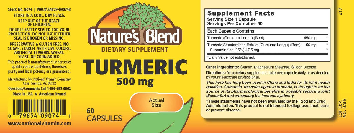 Nature's Blend Turmeric 500 mg - 60 Capsules - image 2
