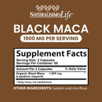 NaturalisimoLife Organic Black Maca 1,900 mg Natural Energy - 120 Capsules - image 2