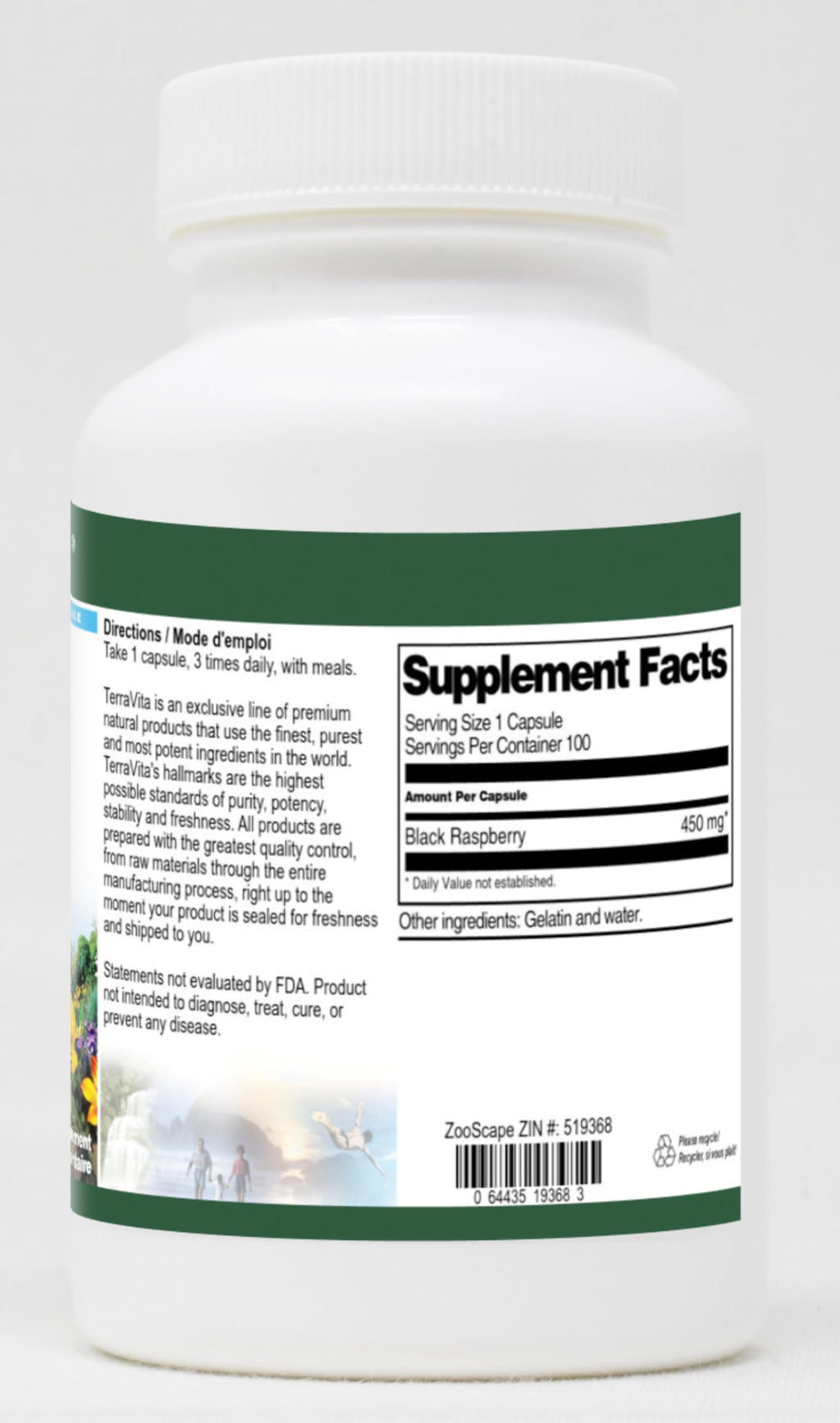 Terravita Black Raspberry - 450 mg (100 Capsules, ZIN: 519368)